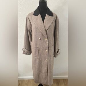 ANDREE BY UNIT Classic Double-Breasted Brown Trench Coat